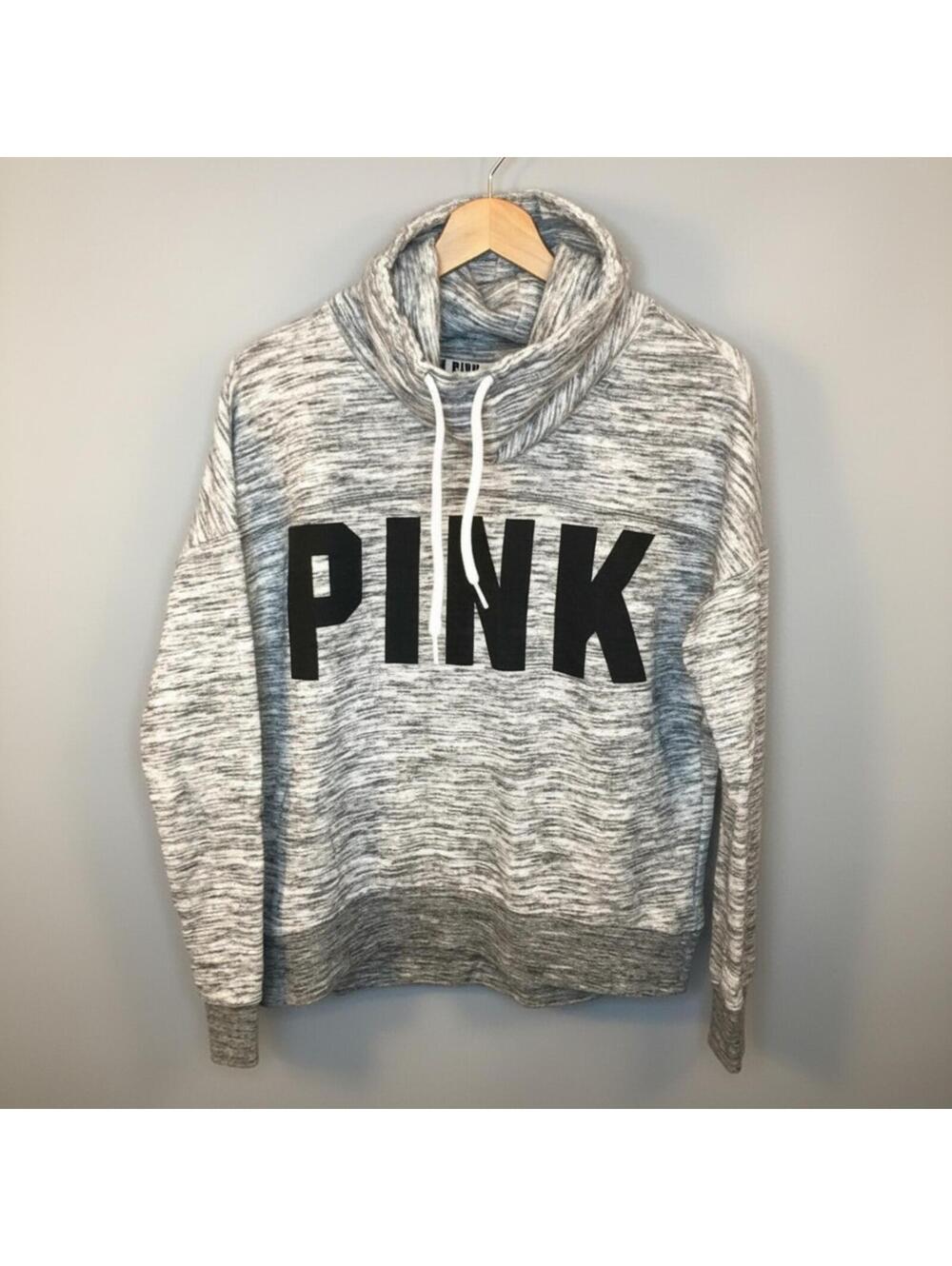 PINK Gray Cowl Neck Sweatshirt